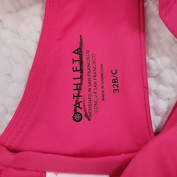 NWOT  Athleta size 36D/DD 32 A/ B SQUARE NECK V BRA CUP Swim TOP  Pink - Picture 6 of 10